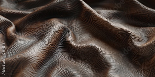 Detailed shot of a brown leather couch revealing its tactile, leathery surface. Interior design concept photo