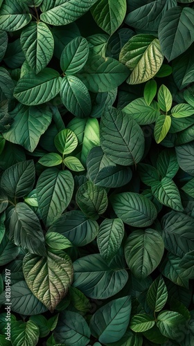 Stylized image of a lush green plant with brown leaves against a backdrop of a blurred green wall. © GradPlanet