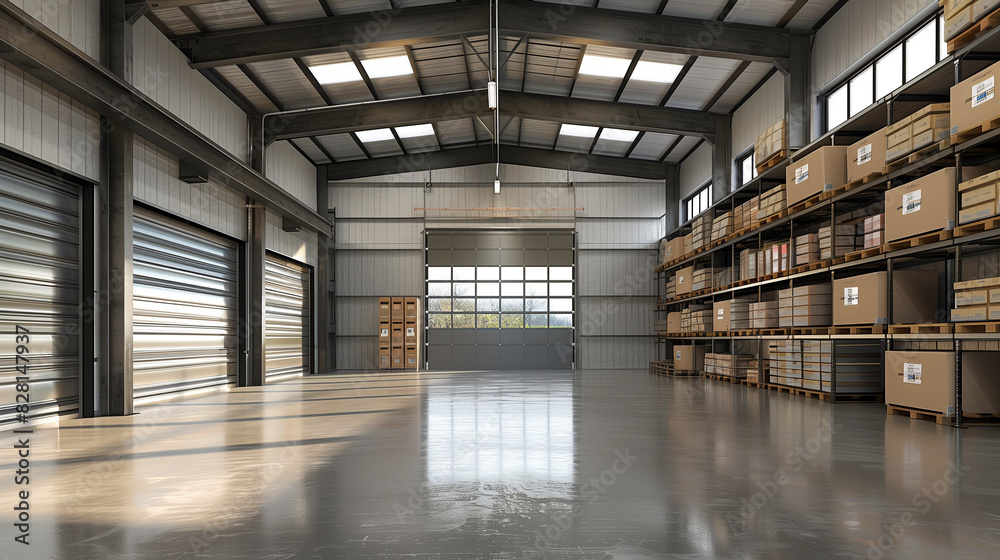 Logistics Warehouse - A large warehouse with shelves of goods Logistics Warehouse - A large warehouse with shelves of goods