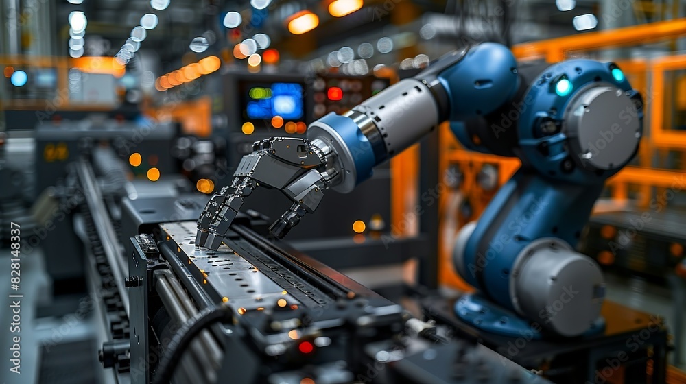 The robot is shown interacting with a touchscreen interface on a large machine, its precise touch demonstrating the advanced tactile sensors embedded in its fingers. safety first for Industrial works