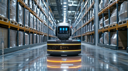 The robotâ€™s advanced sensors detect temperature and humidity levels, ensuring the storage conditions for sensitive goods are optimal and compliant with regulations. safety first for Industrial works photo