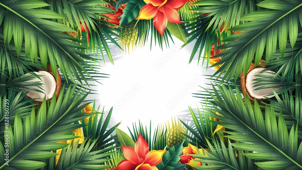 frame of palm leaves background frame of palm leaves background