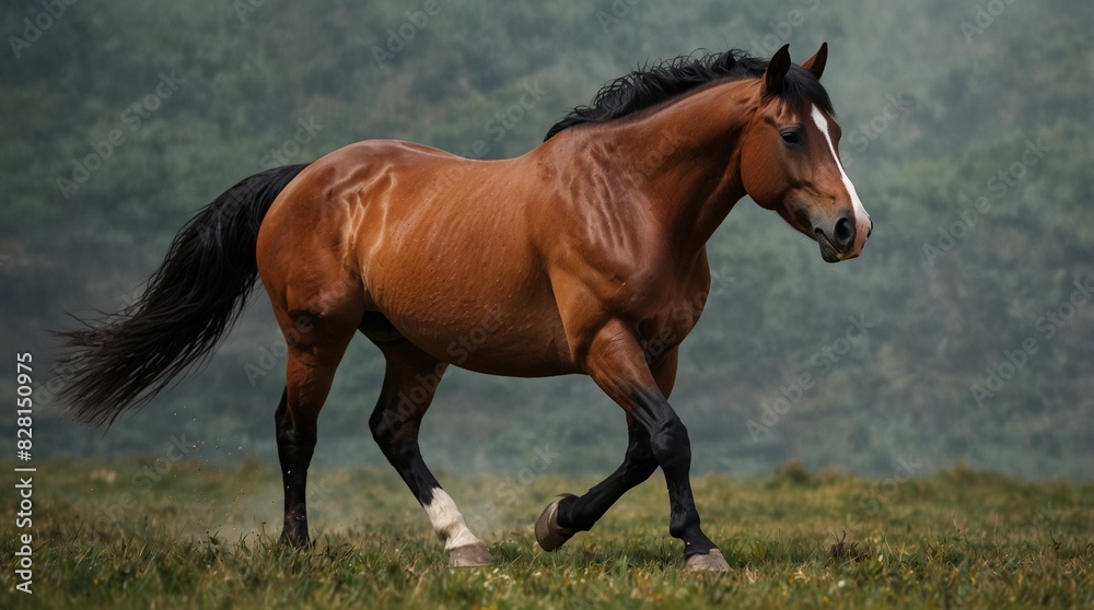 Obraz premium 左足に靴下を履いた馬のポートレート