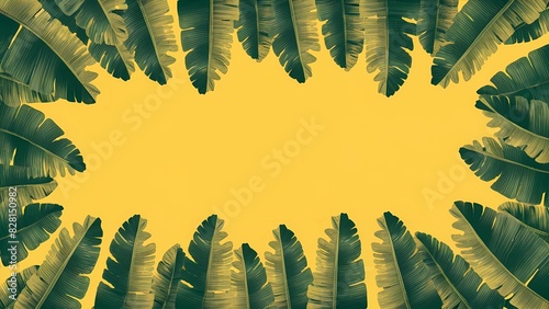 palm and banana leaves background yellow