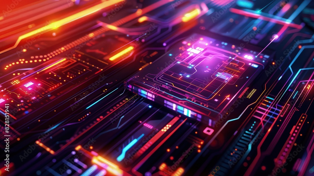 A futuristic graphic design template with holographic elements and sleek metallic lines, perfect for technology-themed presentations or digital portfolios. A futuristic graphic design template with holographic elements and sleek metallic lines, perfect for technology-themed presentations or digital portfolios.