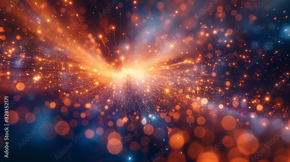 Fototapeta premium Orange and Blue Colored Defocused Fiber Optic Full Frame Shot.