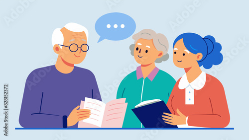 As the discussion winds down the seniors eagerly jot down notes and quotes from the book determined to fully understand its meaning.. Vector illustration