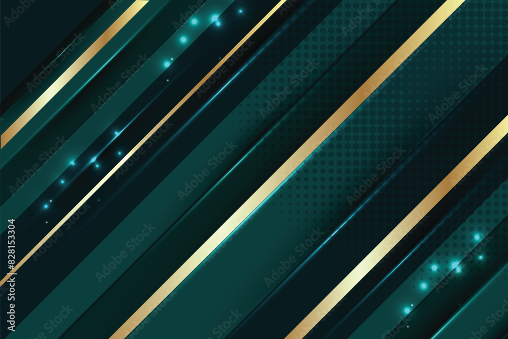 Green luxury abstract background overlap layers on dark space with golden lines effect decoration. Graphic design element elegant style Green luxury abstract background overlap layers on dark space with golden lines effect decoration. Graphic design element elegant style
