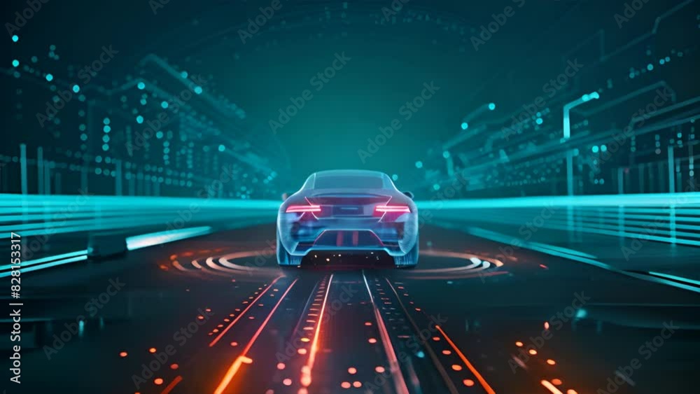 Full of technology line sense of the car in a symmetrical line technology space, through the future,generative ai Full of technology line sense of the car in a symmetrical line technology space, through the future,generative ai