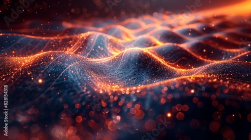 A depiction of the double-slit experiment, with wave interference patterns and particle trajectories, capturing the dual nature of light and matter in quantum physics. AI Technology and Industrial