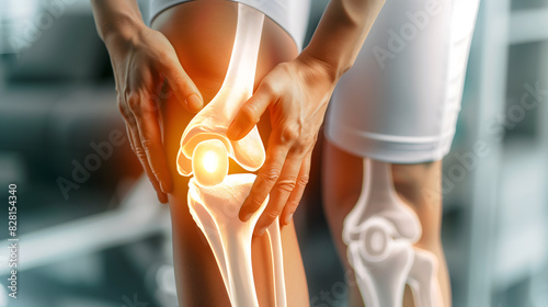 ACL Tear Trauma: The Knee Instability and Swelling - Picture a person holding their knee, with highlighted instability and swelling, illustrating the knee instability and swelling of an ACL tear photo