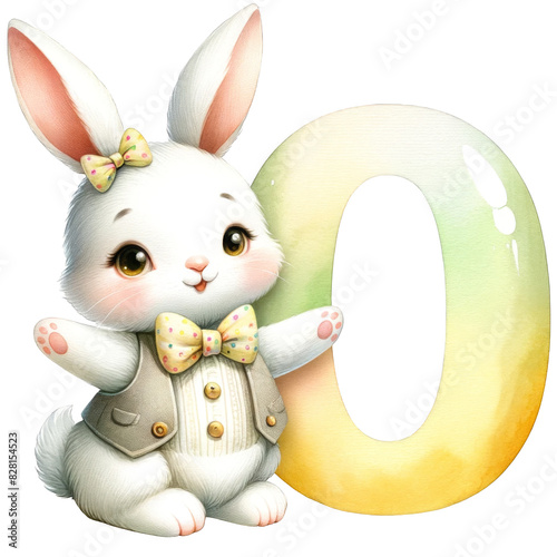 Cute bunny with number 0