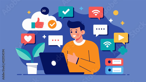An intentional use of social media following accounts and pages that inspire and uplift rather than promoting a consumerist lifestyle.. Vector illustration