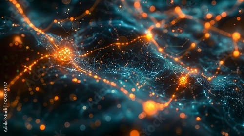 A complex network of neurons and synapses overlaid with quantum particles, suggesting the intersection of neuroscience and quantum physics in understanding consciousness. AI Technology and Industrial