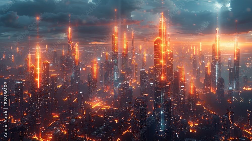 A futuristic city powered by quantum energy, with glowing towers and energy beams, illustrating the potential of quantum physics in urban development. AI Technology and Industrial works concept, A futuristic city powered by quantum energy, with glowing towers and energy beams, illustrating the potential of quantum physics in urban development. AI Technology and Industrial works concept,