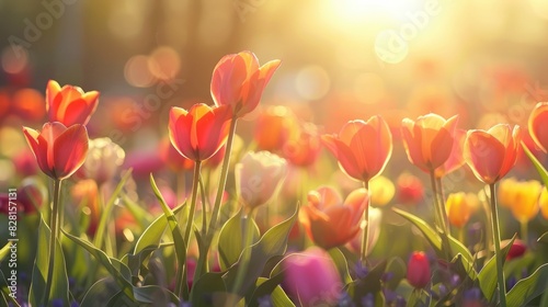 Vivid Tulips under Sunlight
