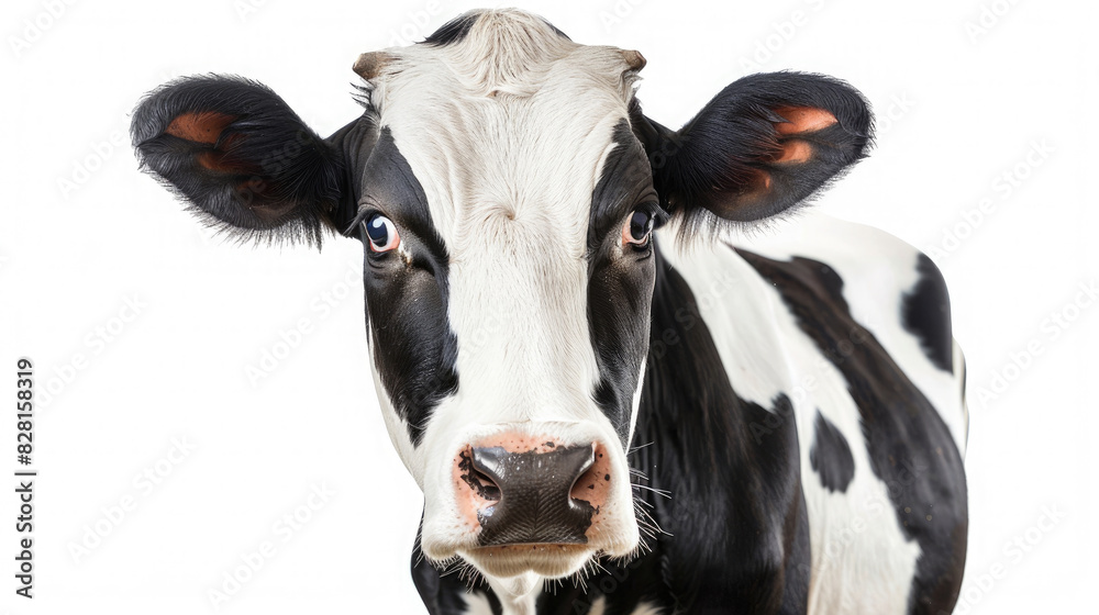 Happy and smiling healthy Cow Cattle standing with silky hair facing forward isolated on white background created with Generative AI Technology