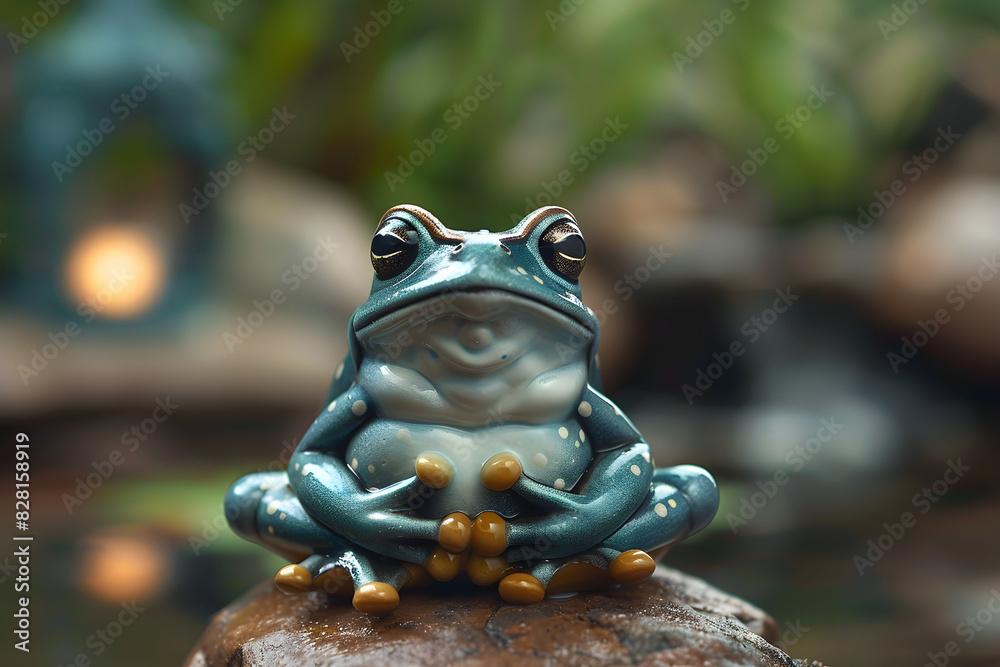 A tranquil image of a frog in a meditation pose, representing calmness and mindfulness. The frog is depicted meditating in a serene and harmonious natural environment. A tranquil image of a frog in a meditation pose, representing calmness and mindfulness. The frog is depicted meditating in a serene and harmonious natural environment.