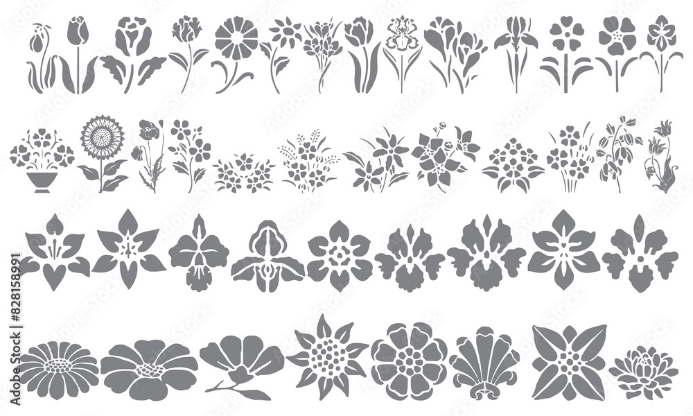 Flower and bushes icon mega bundle Flower and bushes icon mega bundle