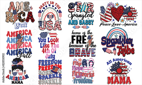 4th Of July Sublimation T-Shirt Design Bundle