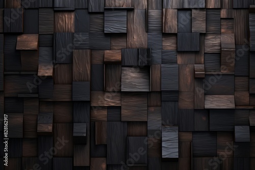 a dark wooden wall with dark wood pieces  retro vintage  art . 