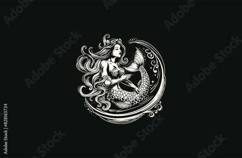 mermaid vintage vector artwork illustration design