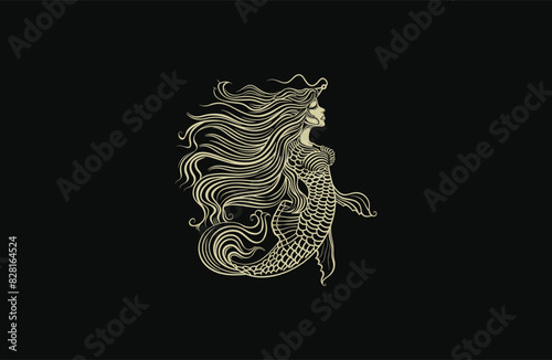 mermaid vintage vector artwork illustration design