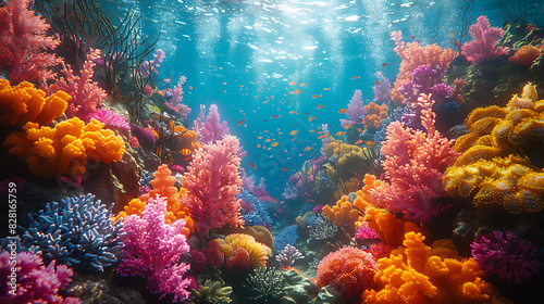 Colorful coral reef alive with marine diversity      