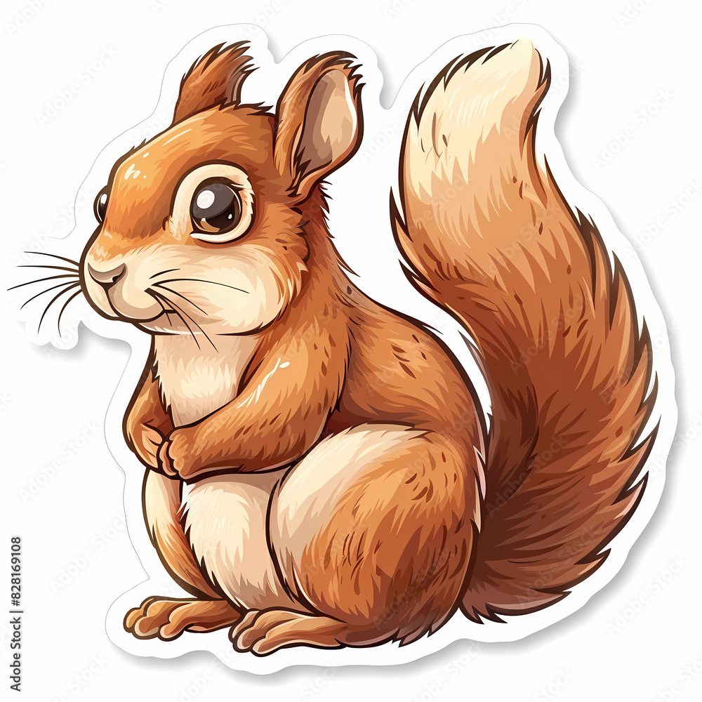 Cute squirrel on a White Canvas Sticker,vector image Cute squirrel on a White Canvas Sticker,vector image
