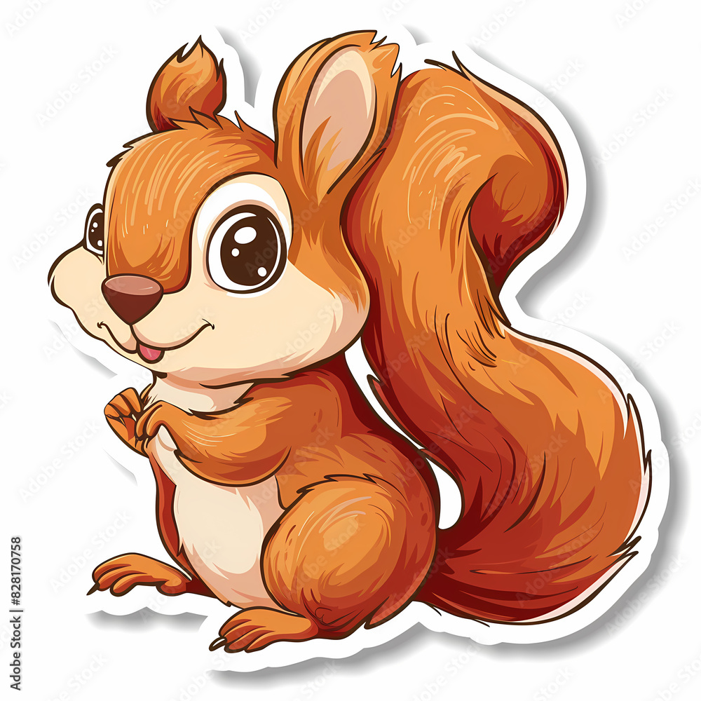 Fototapeta premium Cute squirrel on a White Canvas Sticker,vector image