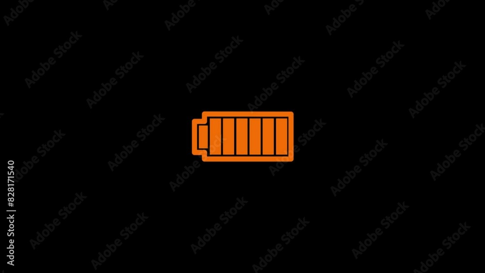 Battery charging icon animation. Futuristic battery charging orange ...