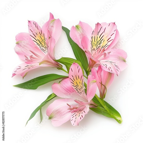 Pink Alstroemeria Flower Isolated on White Background