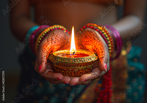 illustation of Happy Diwali, festival of lights tradition Diya oil lamps. Indian biggest festival 