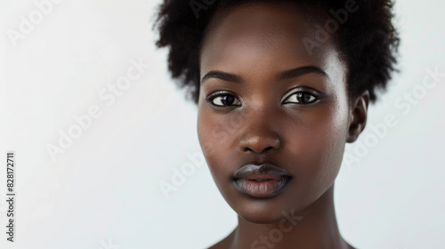 African woman face portrait view from front isolated on white background 