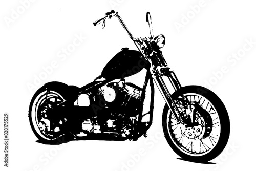 classic chopper custom motorcycle silhouette isolated on white transparent background
