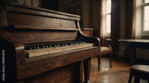 "Photo of Antique Piano: Elegance in Musical Form"
