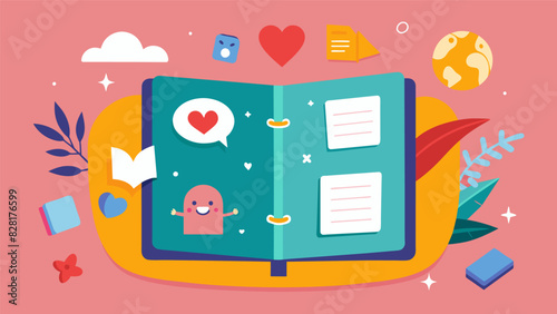 A secret happiness journal hidden away from the world filled with intimate details and personal moments of joy.. Vector illustration