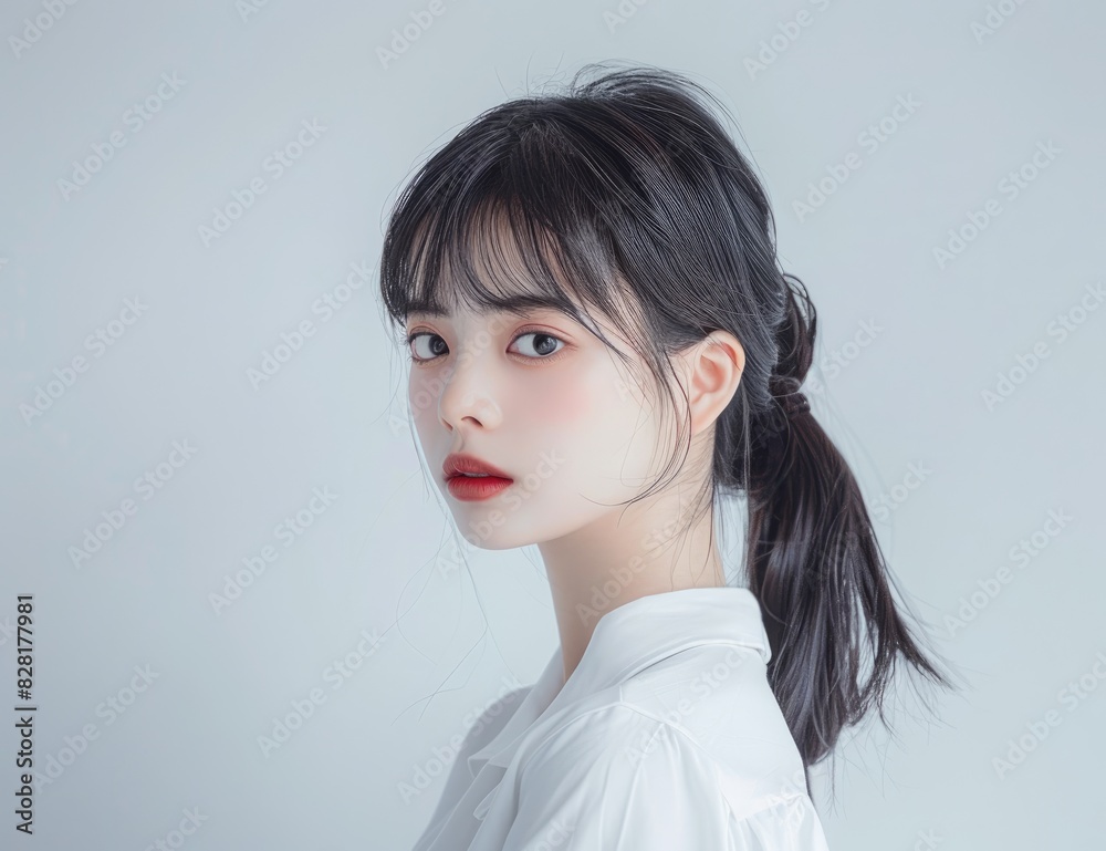 A beautiful female Asian model, posing for the camera, close up shot, photoshoot, photography, created with AI A beautiful female Asian model, posing for the camera, close up shot, photoshoot, photography, created with AI