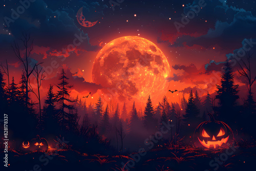 halloween background with pumpkin, Bloodthirsty Halloween Background © saeed