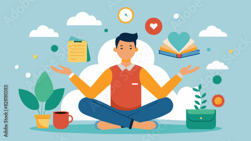 Encouraging a healthy worklife balance by setting realistic workload expectations and promoting selfcare practices such as meditation or exercise.. Vector illustration