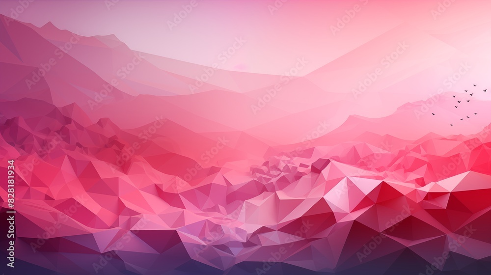 Abstract Geometric Landscape with Pink and Purple Polygonal Mountains Under a Gradient Sky Abstract Geometric Landscape with Pink and Purple Polygonal Mountains Under a Gradient Sky