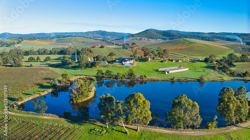 A dam in the Yarra Valley near Yarra Glen showing reflections of trees