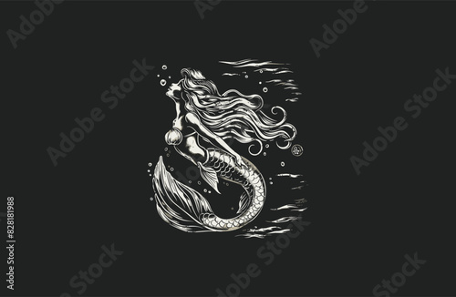 mermaid vintage vector artwork illustration design