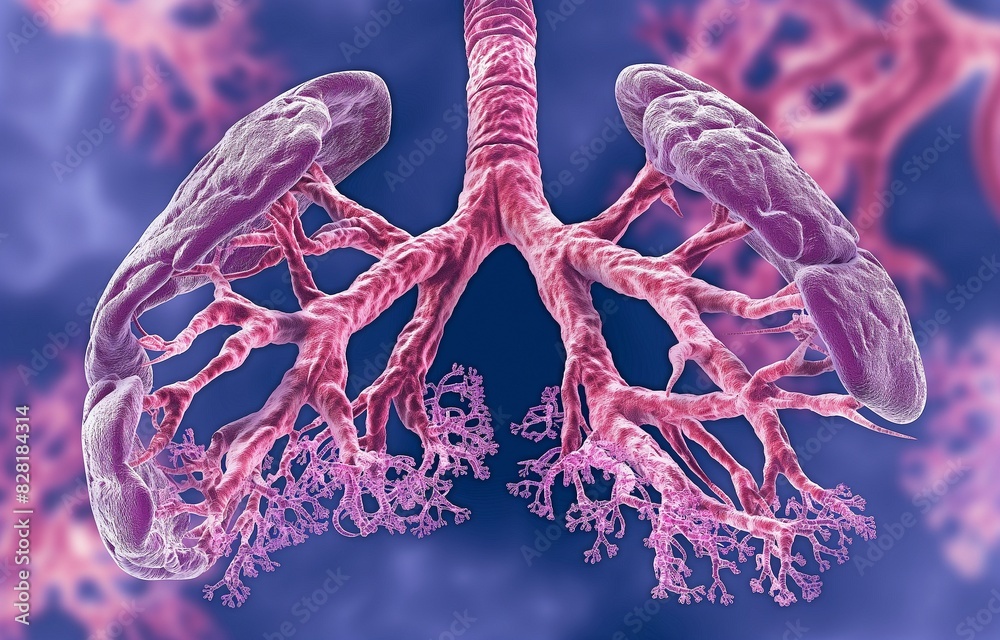 Bronchiectasis. lung conditions. Bronchiectasis and normal bronchus
