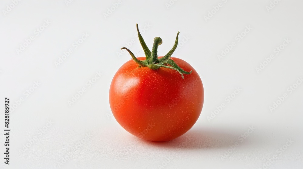 Red tomato on a white backdrop for supermarkets Red tomato on a white backdrop for supermarkets