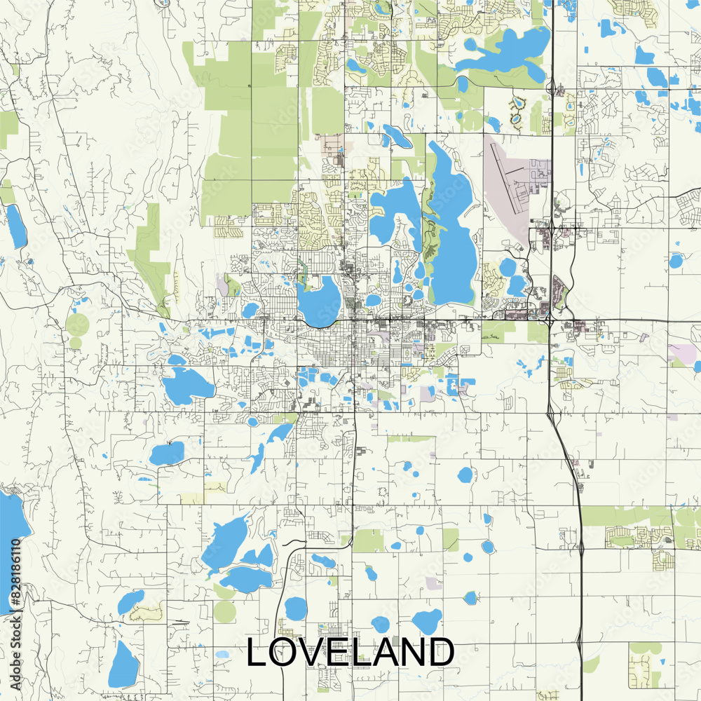 Loveland, Colorado, USA map poster art