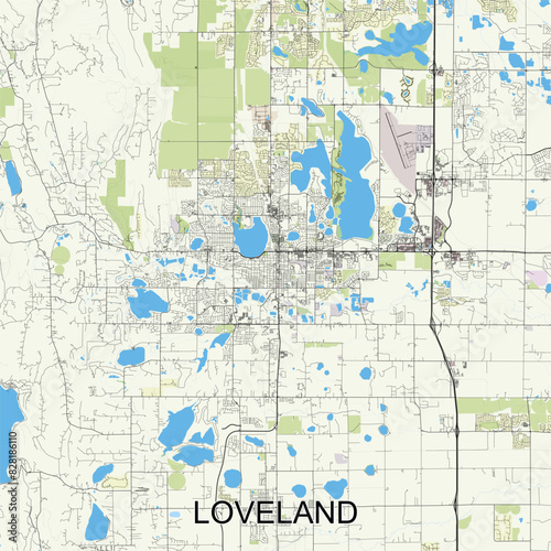 Loveland  Colorado  USA map poster art