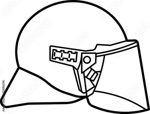 Riot helmet vector outline illustration