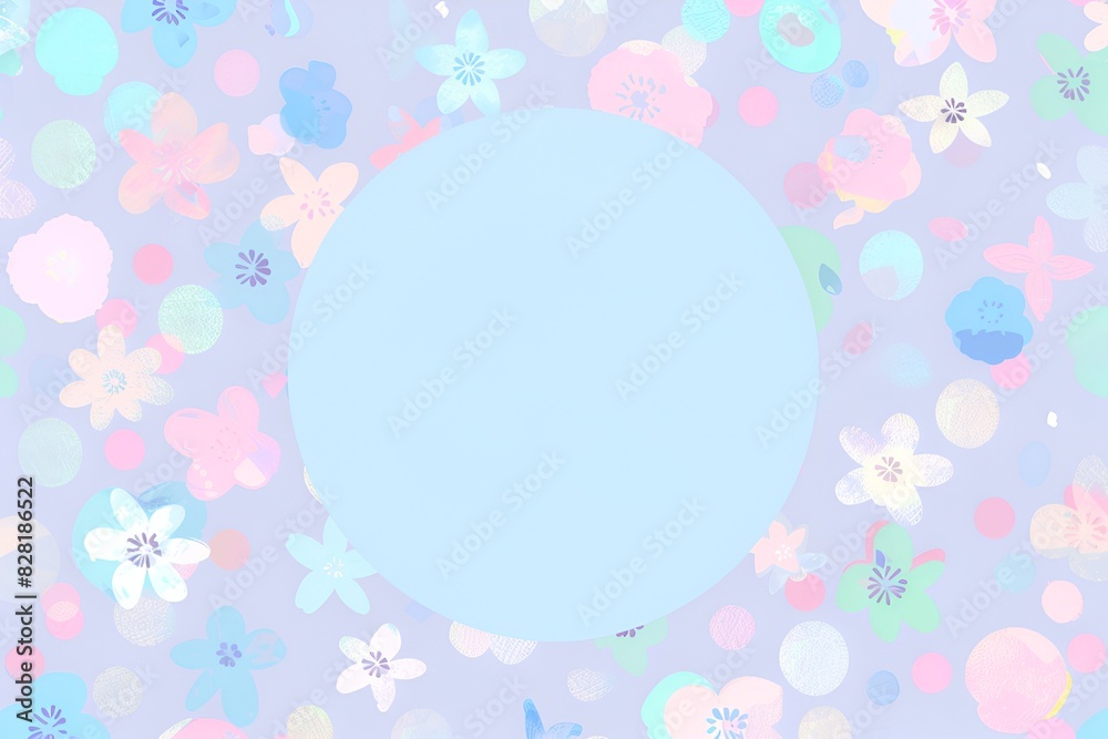 Pastel Floral Background with Circular Frame Pastel Floral Background with Circular Frame
