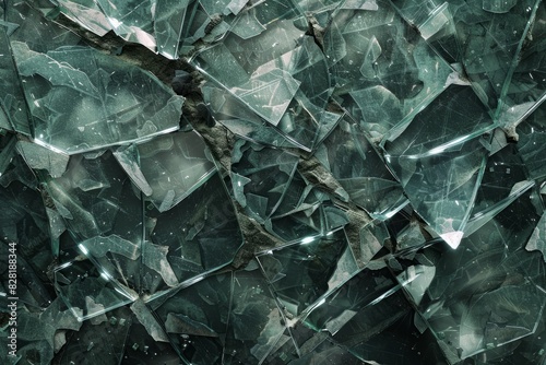 A close up of a shattered glass surface